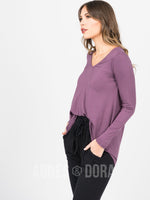 Agnes & Dora™ Everyday Tee Long Sleeve V-Neck Mulberry