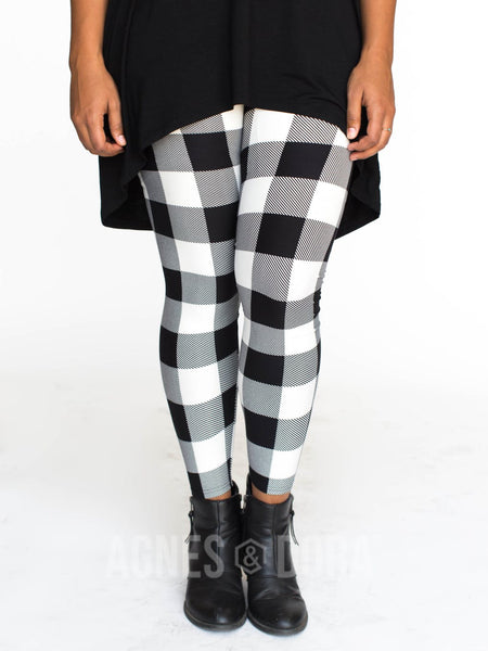 Agnes & Dora™ Leggings Buffalo Plaid Black and White