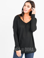 Agnes & Dora™ Urban Pullover Double V-Neck Black