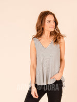 Agnes & Dora™ Panelled Tank Black Stripe