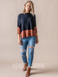 Agnes & Dora™ Boxy Sweater 3/4 Sleeve Black and Sienna