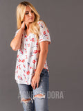 Agnes & Dora™ Love Top Ivory/Red Floral