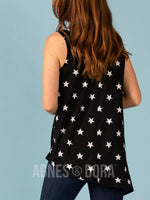 Agnes & Dora™ Asymmetrical Tank Black and White Stars