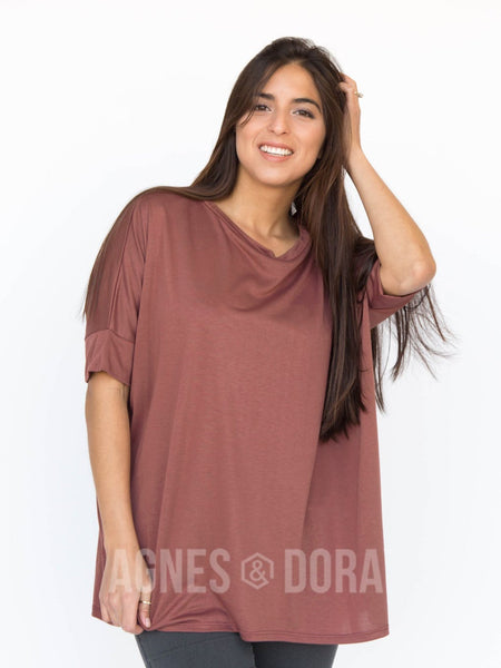 Agnes & Dora™ Boxy Tee Marsala