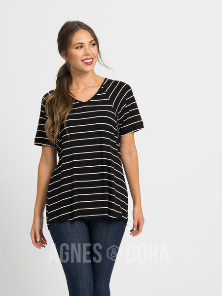 Agnes & Dora™ Love Top Pin Stripe B&W