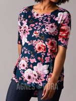 Agnes & Dora™ Essential Hi-Lo Tunic Teal/Pink/Rust Floral