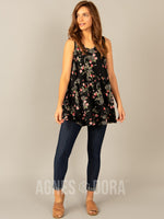 Agnes & Dora™ Muse Tank Black Paisley Pink Floral