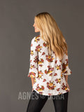 Agnes & Dora™ Festival Top Mauve/Marigold Floral with Black Dot