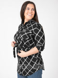 Agnes & Dora™ Flannel Tunic Windowpane - Black/Ivory