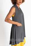 Agnes & Dora™ Cascade Vest Modal Charcoal Two Tone