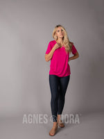 Agnes & Dora™ Straight Fit Tee V-Neck Magenta