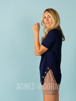 Agnes & Dora™ Side Button Top Navy