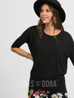 Agnes & Dora™ Dolman Tunic B&W Mini Dot