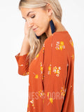 Agnes & Dora™ Deep Pocket Tunic Petite Bouquet - Sienna