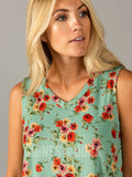 Agnes & Dora™ Essential Tank Deep Mint/Coral Floral