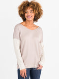 Agnes & Dora™ Urban Pullover V-Neck Mocha with Dusty Oatmeal