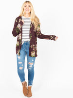 Agnes & Dora™ Cross Over Cardi Burgundy Floral