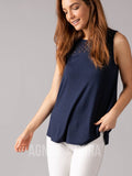 Agnes & Dora™ Eyelet Essential Tank Navy