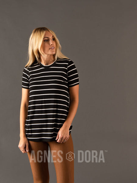 Agnes & Dora™ Crew Top Black/White Stripe