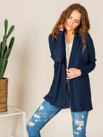 Agnes & Dora™ Open Front Thumbhole Cardi Navy