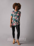 Agnes & Dora™ Side Knot Tunic Jade/Coral Floral