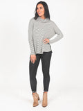 Agnes & Dora™ Dolman Turtleneck Olive/Ivory Stripe