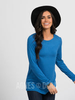 Agnes & Dora™ Fitted Tee Long Sleeve Heather Azure