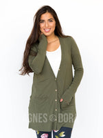 Agnes & Dora™ Favorite Cardi Modal Dark Olive Solid