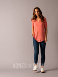 Agnes & Dora™ Notch V-Neck Tee Coral