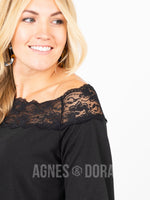 Agnes & Dora™ Off the Shoulder Lace Top Black