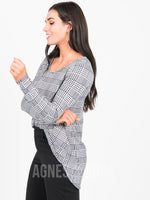 Agnes & Dora™ Everyday Tee L/S B&W Houndstooth