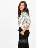 Agnes & Dora™ Dolman Tunic Cream and Black Stripe