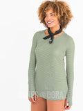 Agnes & Dora™ L/S Tee with Thumbhole Military Green/Ivory Stripe