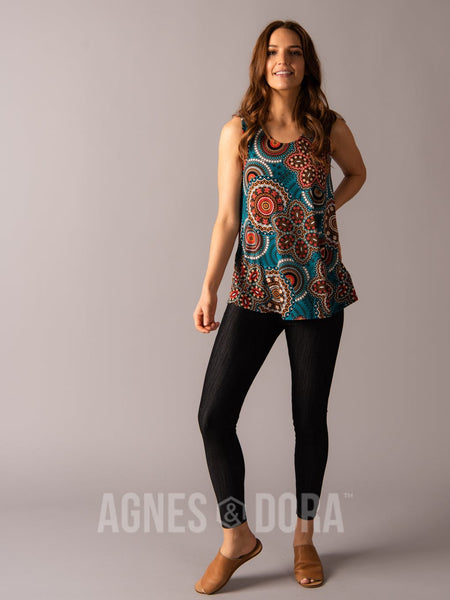 Agnes & Dora™ Essential Tank Scoop Neck Teal Boho