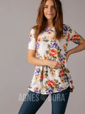 Agnes & Dora™ Side Knot Tunic Ivory/Rust/Purple Floral