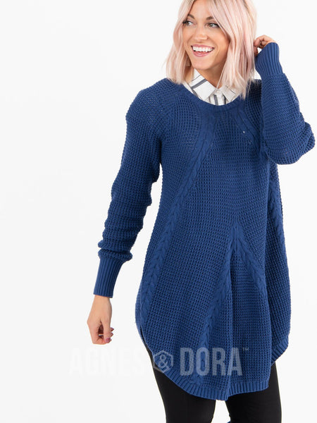 Agnes & Dora™ Cable Pullover Navy