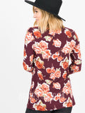 Agnes & Dora™ L/S Tee with Thumbhole Burgundy/Rose Floral