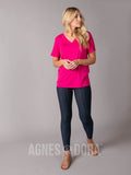 Agnes & Dora™ Straight Fit Tee V-Neck Magenta