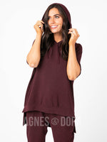 Agnes & Dora™ Effortless Hooded Pullover Heathered Wine