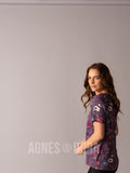 Agnes & Dora™ Straight Fit Tee V-Neck Lilac Floral