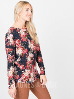 Agnes & Dora™ Urban Pullover Navy Mauve Floral