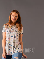 Agnes & Dora™ Fitted Tee Ivory/Blush Floral