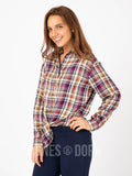 Agnes & Dora™ Button Down Tie Front Long Sleeve Classic Plaid - Small Scale