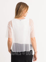 Agnes & Dora™ Mesh Tee Ivory Mini Dot