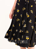 Agnes & Dora™ Side Sash Skirt Petite Bouquet - Vintage Black