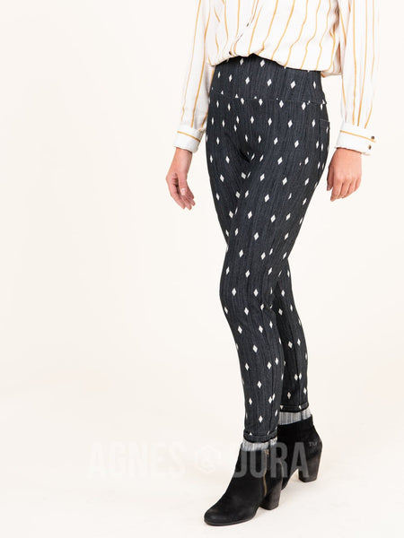 Agnes & Dora™ Knit Jegging Diamond Dots - Vintage Black (reenforced elastic waistband)