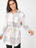 Agnes & Dora™ Flannel Tunic Line Plaid - Cream