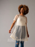 Agnes & Dora™ Short Mesh Easy Dress Cream Dot