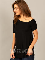 Agnes & Dora™ Off the Shoulder Everyday Tee Black