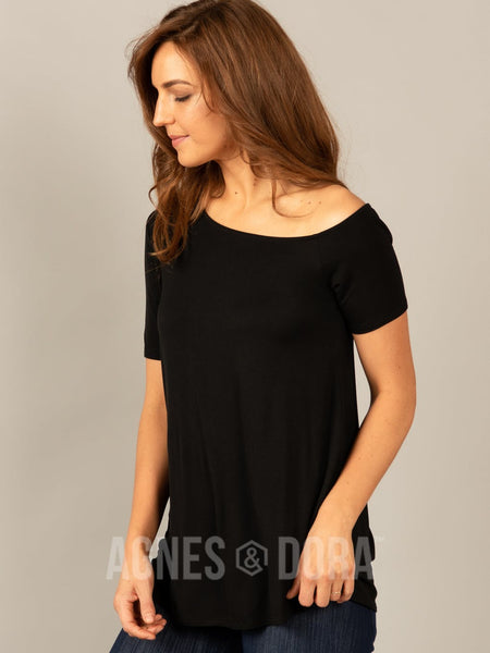 Agnes & Dora™ Off the Shoulder Everyday Tee Black